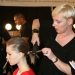 Aveda's Antoinette Beenders backstage at Yigal Azrouel