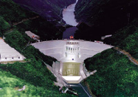  Architectural model of the completed Xiaowon dam and hydropower station 
