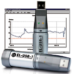 Figure 1. The Lascar Electronics EL-USB-1 battery-powered data logger can be left on a shelf in the refrigerator and then removed after a suitable logging period has passed. The EL-USB-1 fits directly into the computer's USB port, and it offers local LED status of any breach in a preset alarm level so an immediate indication can be seen before further analysis on a PC is carried out.