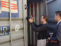 Figure 2. Sensors embedded in a tag clamped onto the door of an ISO-compliant cargo container