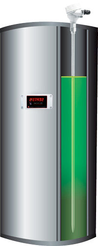 Figure 2. GWR technology measuring liquid level in process vessel
