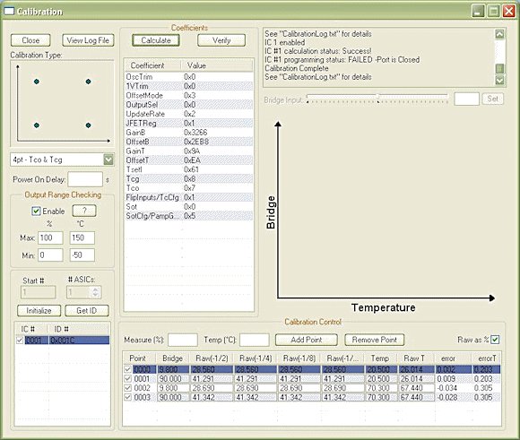 Figure 7. Screen capture of software aid for selecting and evaluating calibration methods