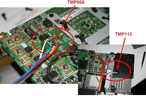 Fig. 6: Thermopile IR implementation in a laptop case temperature measurement