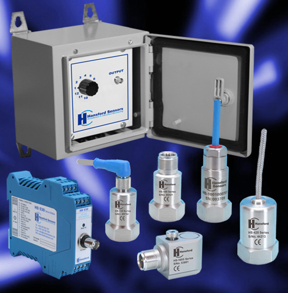 A vibration monitoring system with a variety of components.