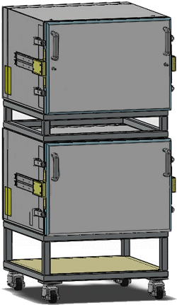 Fig. 3: Stacking thermal chambers<BR>doubles available floor space.