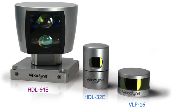 Fig. 5: LIDAR sensor alternatives provide (left to right), 64, 32, and 16 pixel vertical resolution.