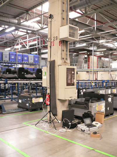 Antenna system on a typical factory floor.