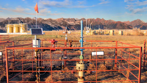 Fig. 2 Here is a remote gas well with low power pressure sensors and wireless telemetry system with a solar panel-lithium battery power unit.