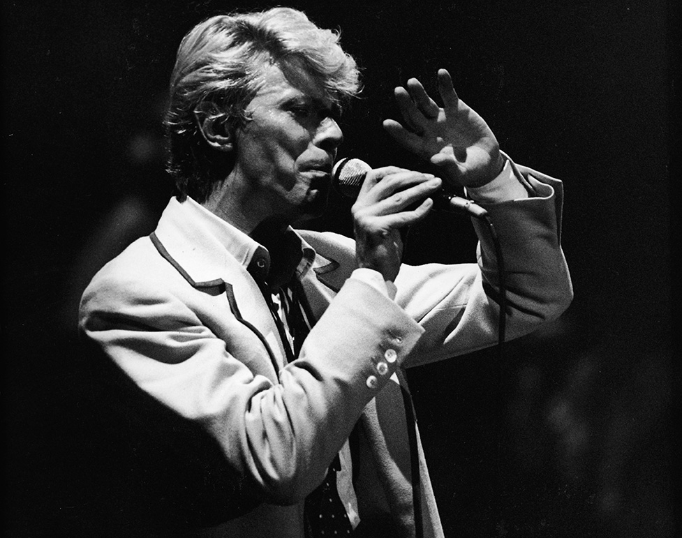 David Bowie on his his Serious Moonlight Tour in 1983. Photo: Express Newspapers, Getty Images.
