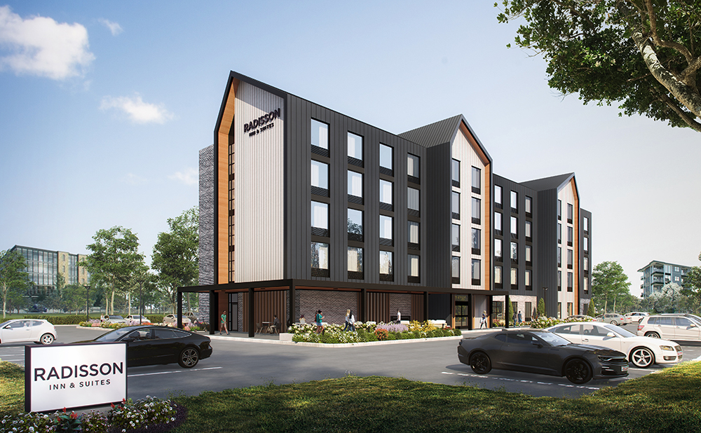 The new Radisson Inn  Suites brand features a modern exterior