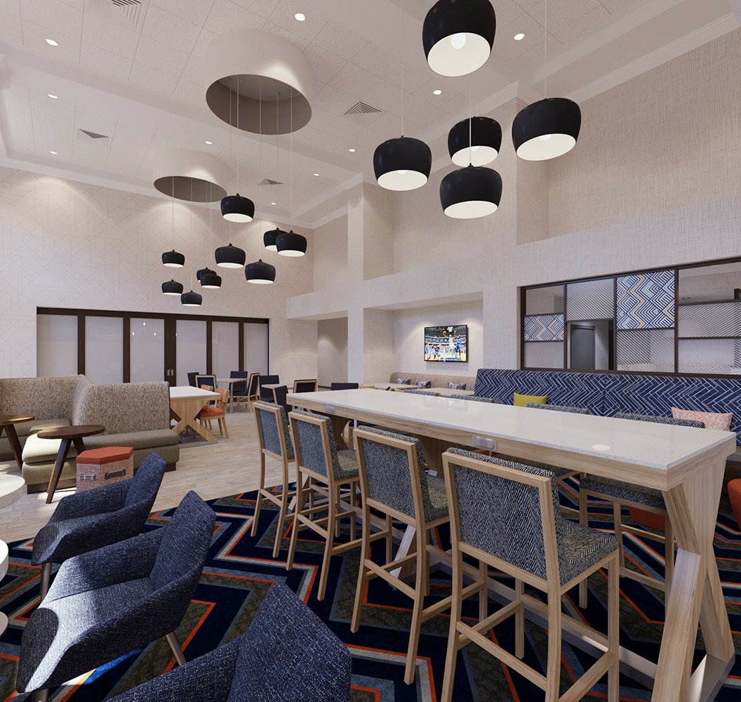 The previous Hampton Inn  Suites lobby prototype