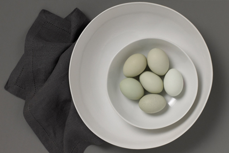 The Zen collection was handcrafted from stoneware and hand finished in three neutral tones