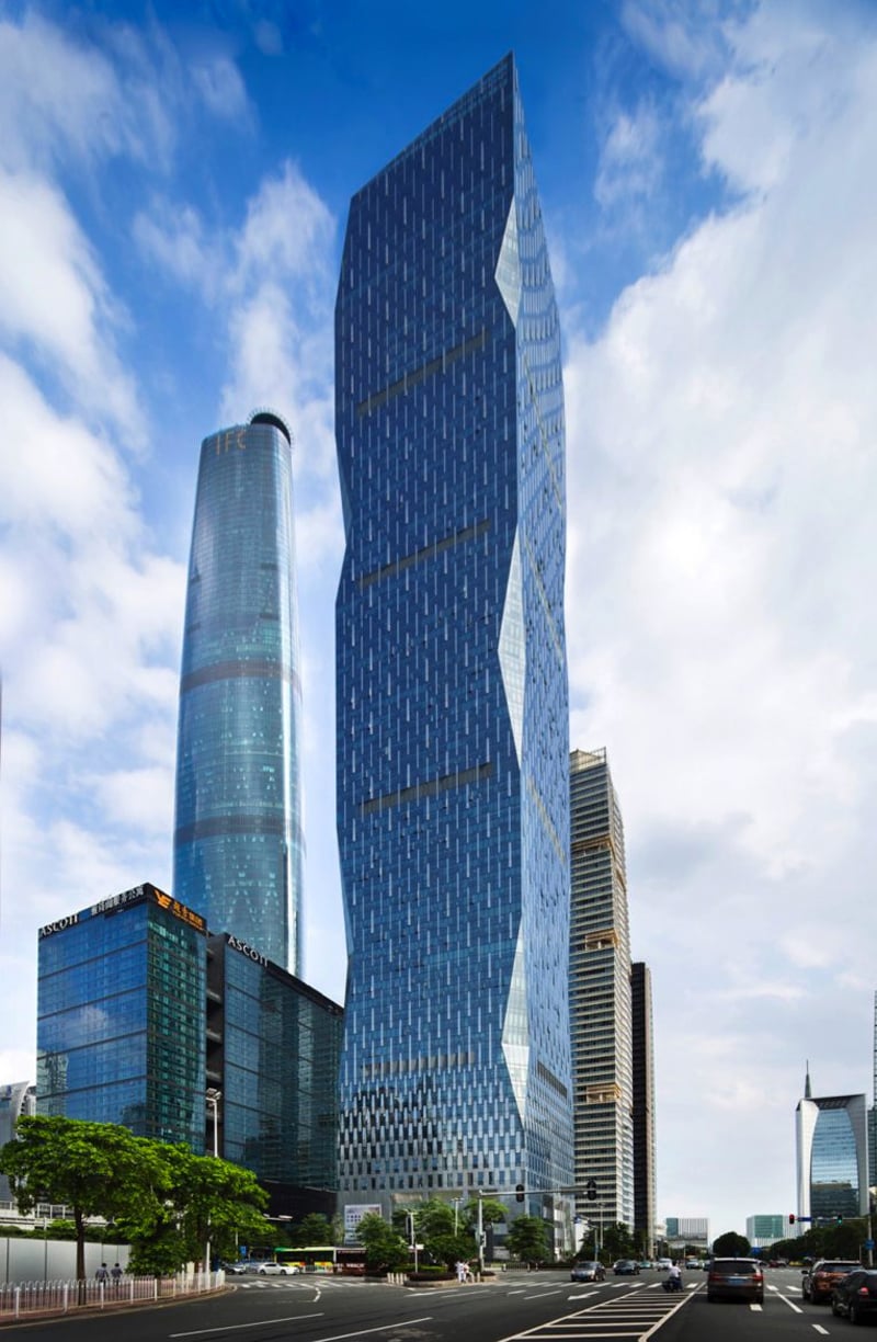 Goettsch Partners designed the RF Yingkai Square mixed-use tower while the hotel interiors were designed by Super Potato