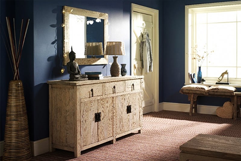 The Chinese Country furniture collection uses reclaimed elm wood while Beijing Blue collection uses reclaimed pine