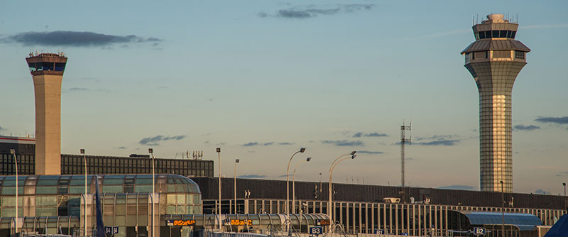 Control towers at Chicago OHare International Airport