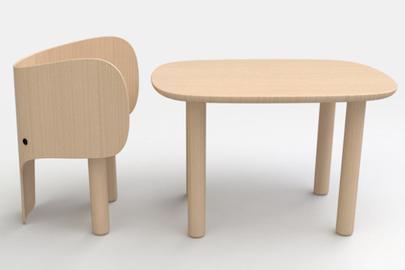 The Elephant furniture collection was crafted out of beech wood then finished with a matte lacquer