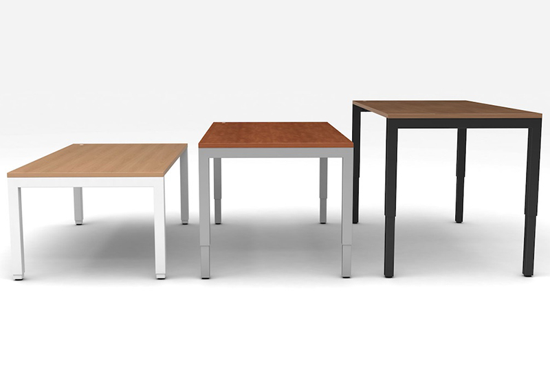 The table adjusts from 28 inches to 477 inches in height using an electric control with a soft motor