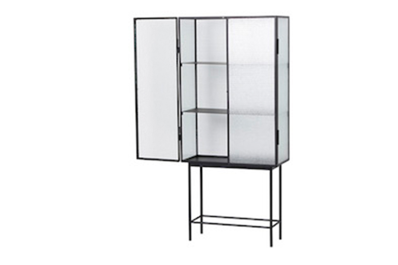 Crafted using a powder-coated metal frame and armored glass Haze Vitrine is particularly suited for bathrooms