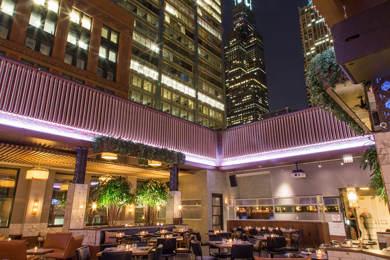 Boleo opened in the Kimpton Gray Hotel in Chicago The space has a sky-bar vibe transporting guests 15 floors up to a 