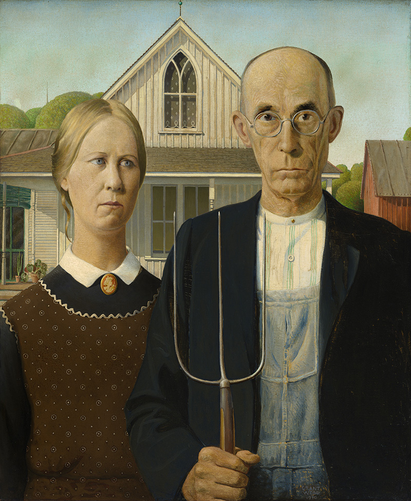 Grant Wood American Gothic The Art Institute of Chicago - editorial only