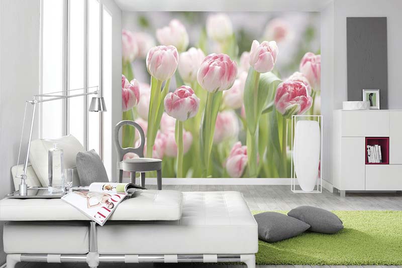 The floral photomurals with blossoms and flowers are part of the companys Infinity collection
