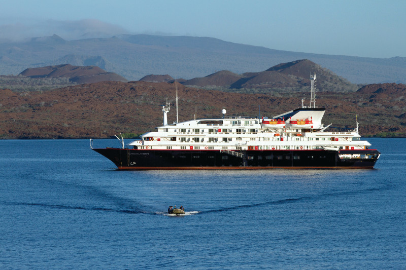 Silver Galapagos at sea in Santiago Island Editorial 
