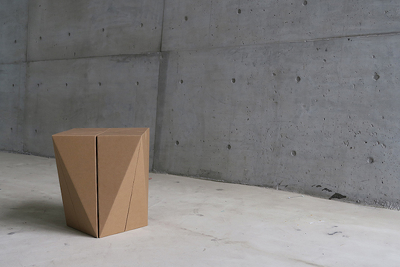 Called the Spiral stool each seat combines eight sheets of cardboard which are folded and bent at different angles