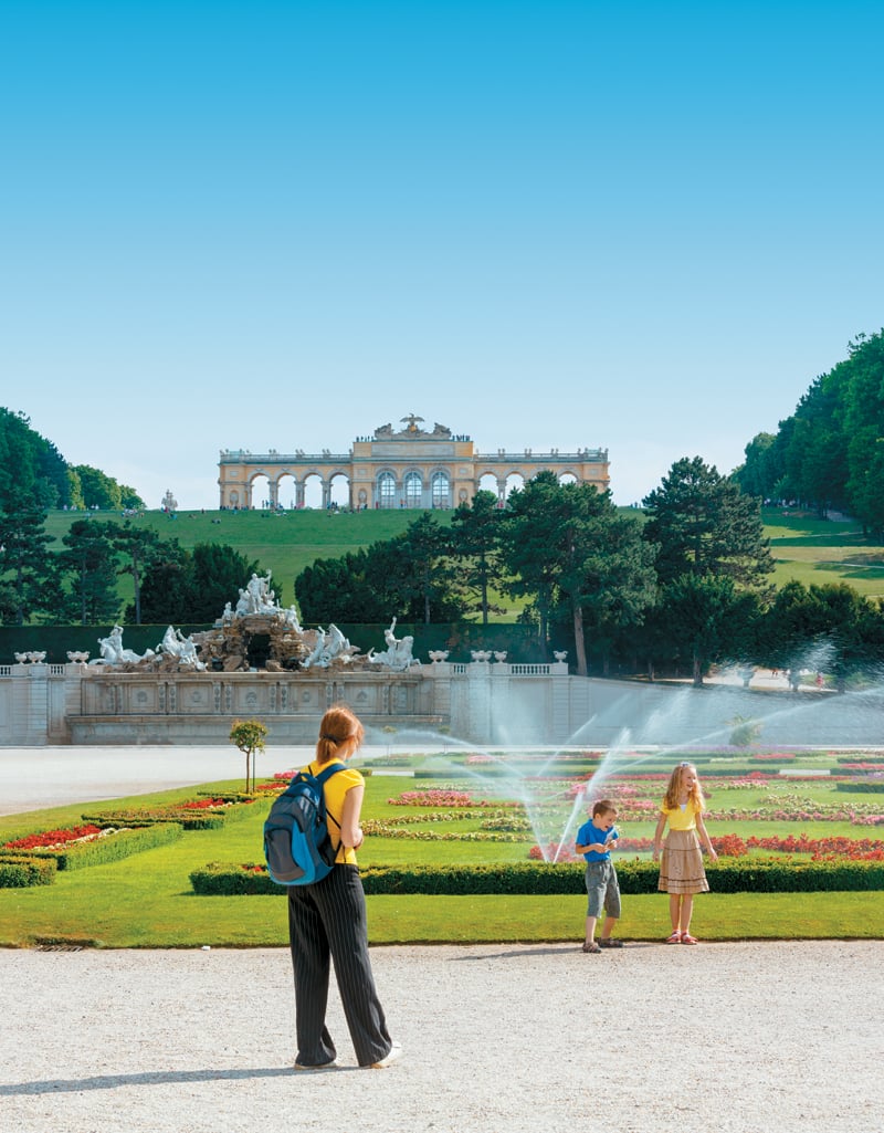 The Gloriette hill and Neptune Fountain in Viennas Schnbrunn Palace garden