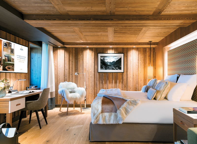 Hotel Barriere Les Neiges Courchevel France has 20 luxury suites with mountain views Seen here is a Junior Suite