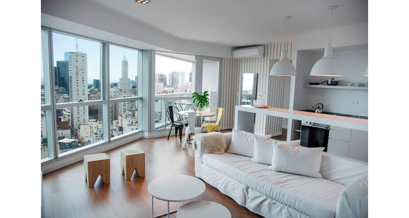 A view out of a high-rise luxury city apartment