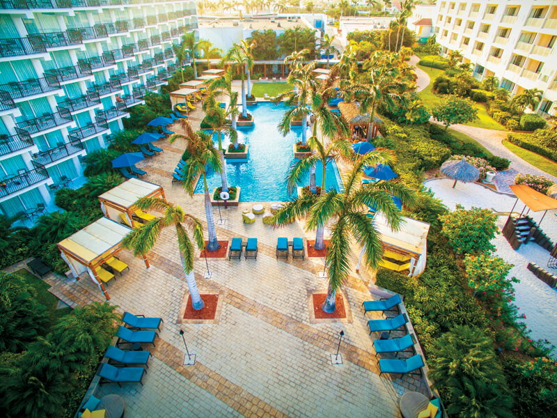 Aruba Marriott Resort  Stellaris Casino is well-suited for honeymooners young families and other sun-seekers Seen here is 