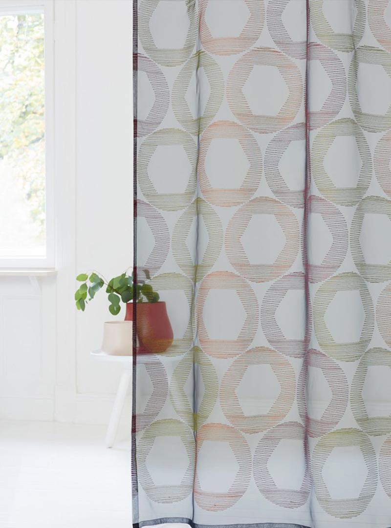Available in three colorways Celeste is made from 100 flame retardant Trevira CS polyester