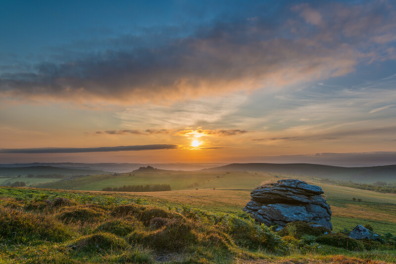 Dartmoor England at sunrise