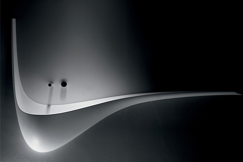 Boasting Cristalplant construction which allows for ultra-thin yet durable structure the wall-mounted washbasin was d