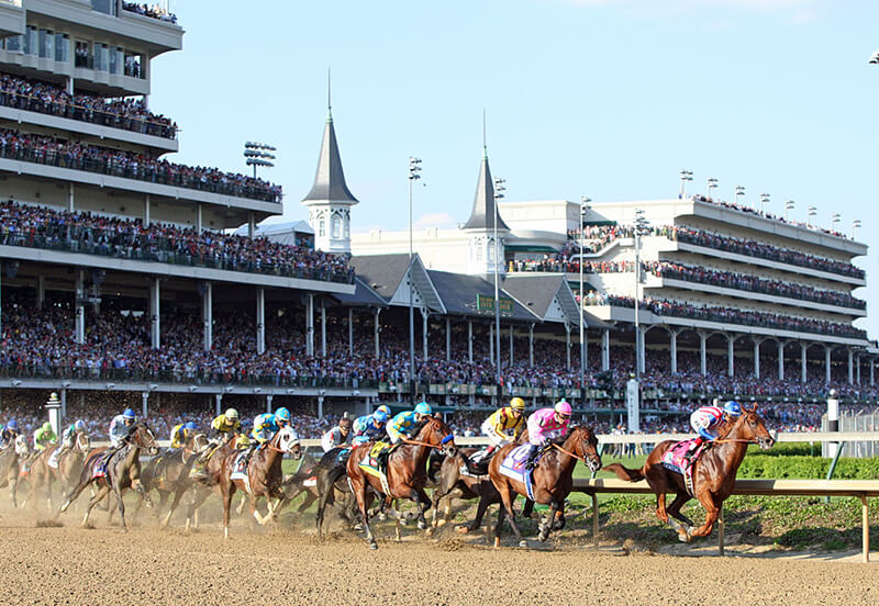 A horse race at Kentucky Derby 
