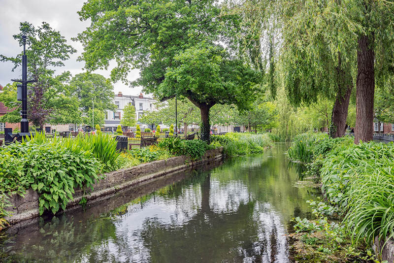 River Itchen in Winchester England 