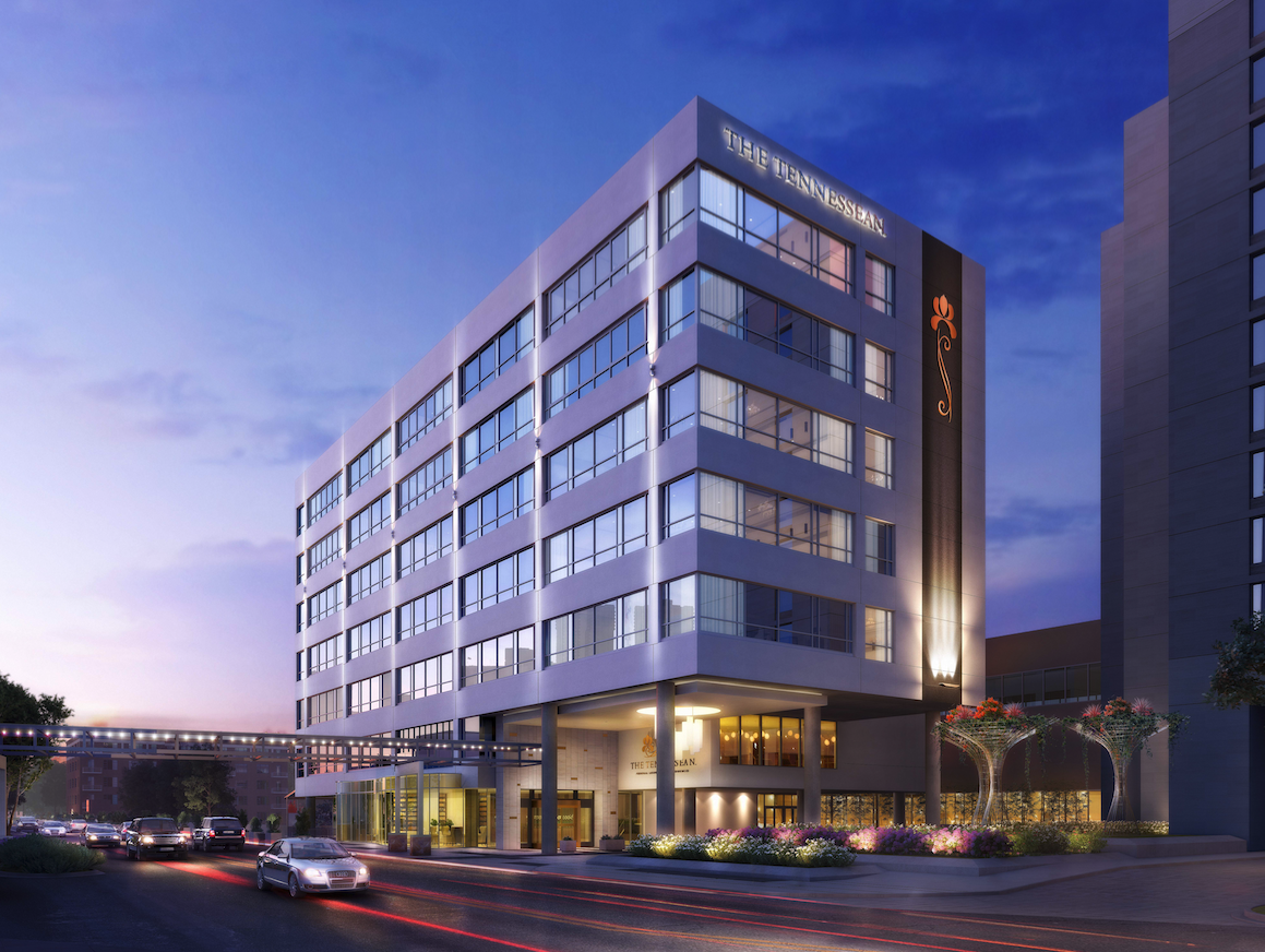 The hotel consists of 82 guestrooms and 12 luxury residences on the grounds of the 1982 Worlds Fair Park near the perimet