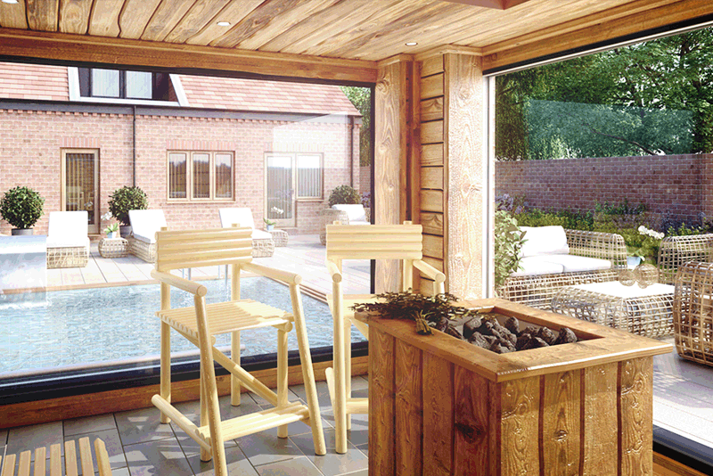 The spa will be built over two floors with the guests arriving at the reception through double oak doors