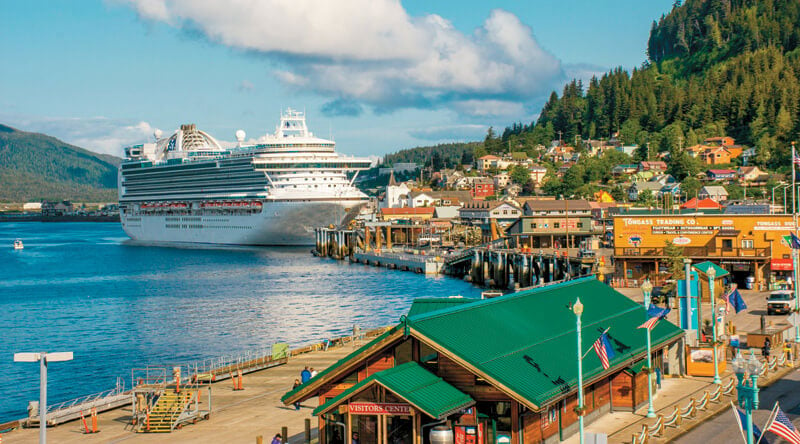Cruise ship docked in Ketchikan Alaska