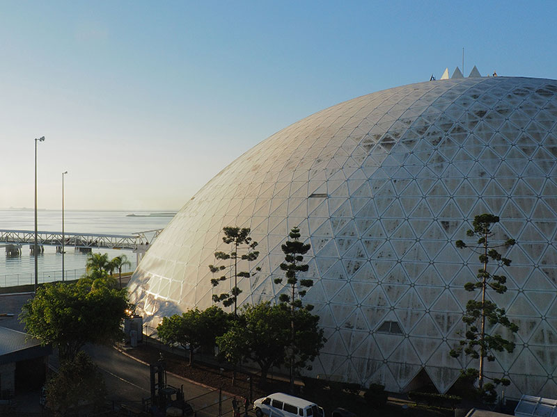 Geodesic dome building at the Long Beach Cruise Terminal in California