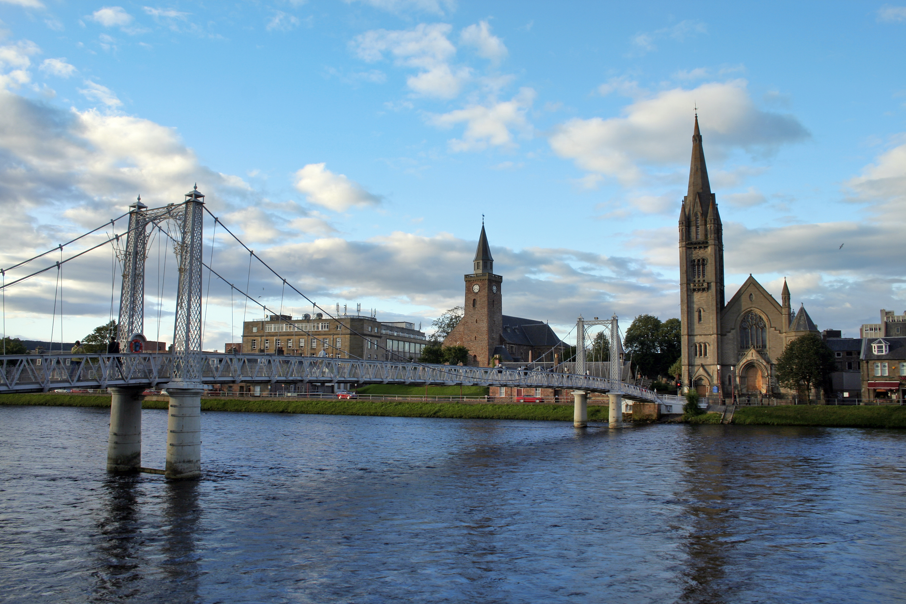 The famous Greig Street Bridge over the river Ness in Scotland it undulates noticeably when more than a couple of people are