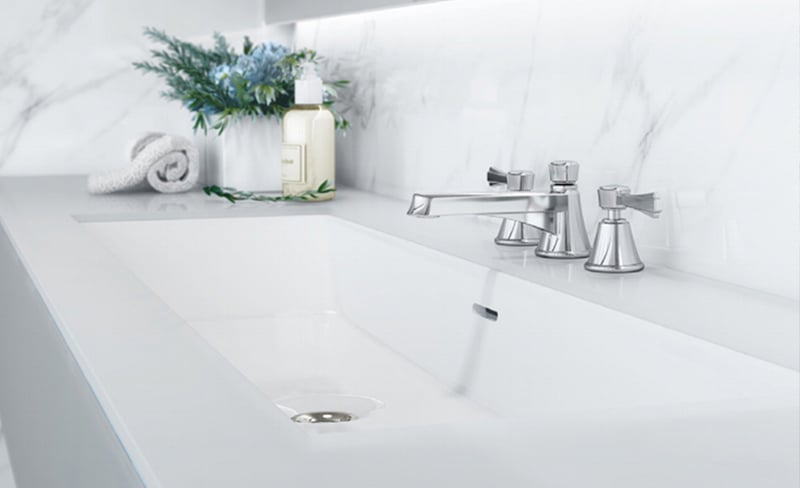 The Rossendale collection includes a duo of trough basins for the bathroom 