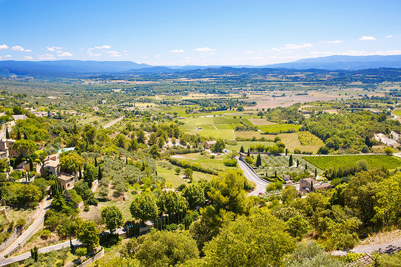 View on provencal village roof and landscape Provence France On sunny summer day