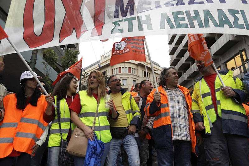Protestors at a general strike in Athens Greece