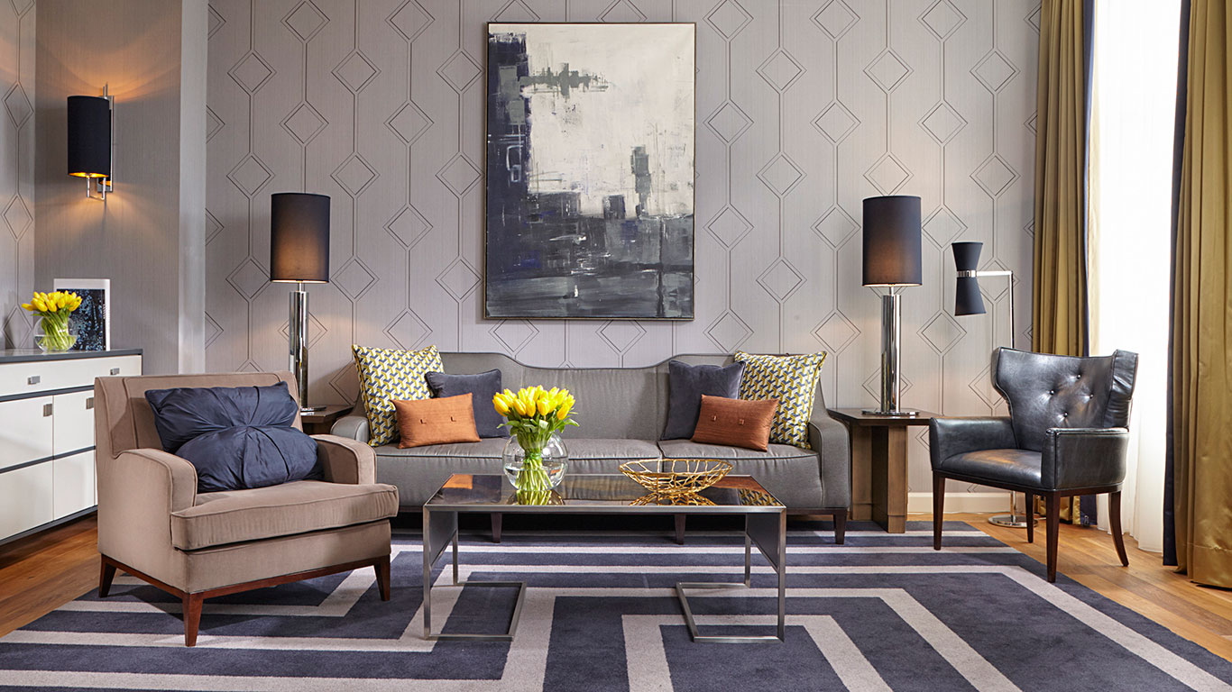 Mirrors and large windows give the suites a sense of space