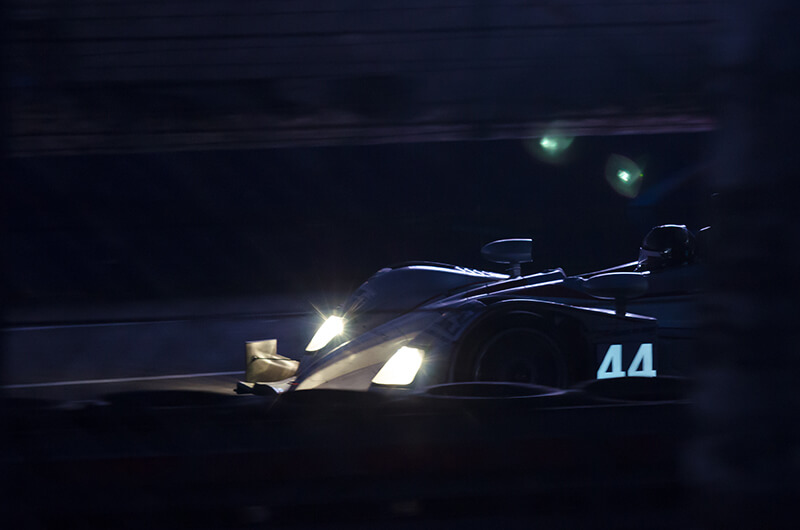 Le Mans race car at night