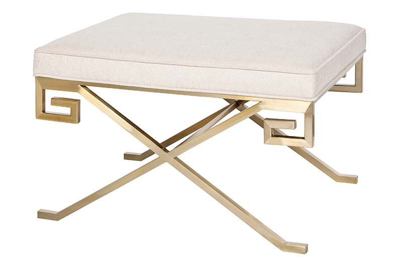 The Mercury bench is adorned with a Greek key motif along the frame 