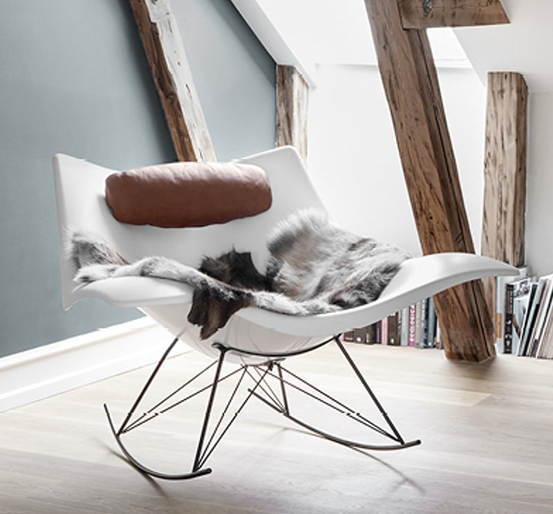 Stingray merges both a rocking chair and a footstool which enables the user to sit in countless upright or laid back positio