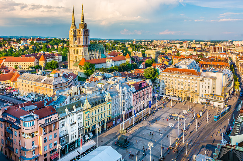 An aerial view of Zagreb Croatia