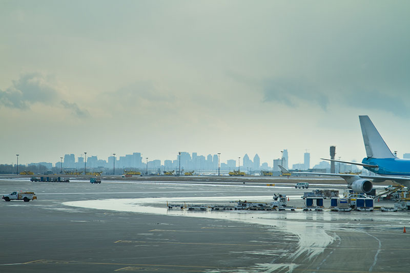 Tarmac at Pearson International Airport in Toronto with back of plane